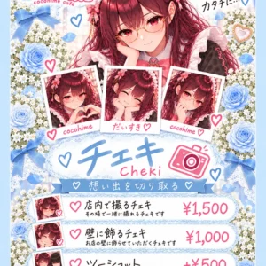 ここひめカフェ(札幌・琴似のメイドカフェ)のメニュー表 チェキ